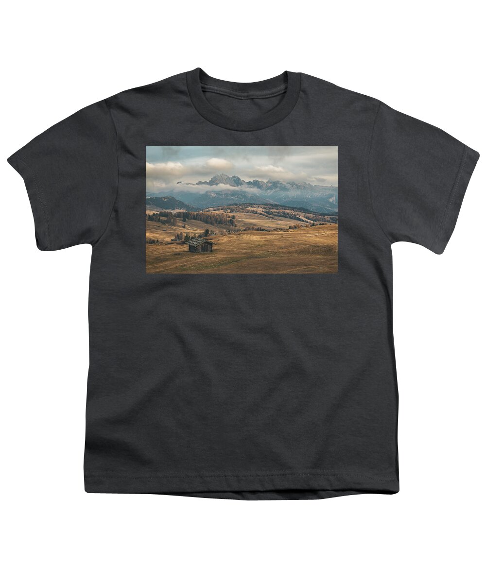 Odle Mountains Youth T-Shirt featuring the photograph Odle Mountains - Alpe di Siusi by Elias Pentikis