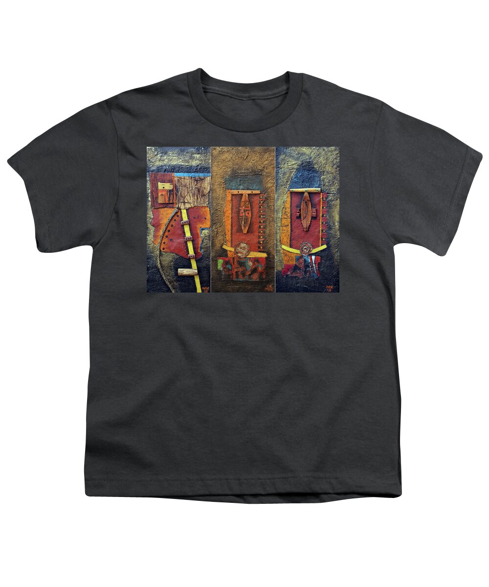 African Art Youth T-Shirt featuring the painting Odyssey by Michael Nene