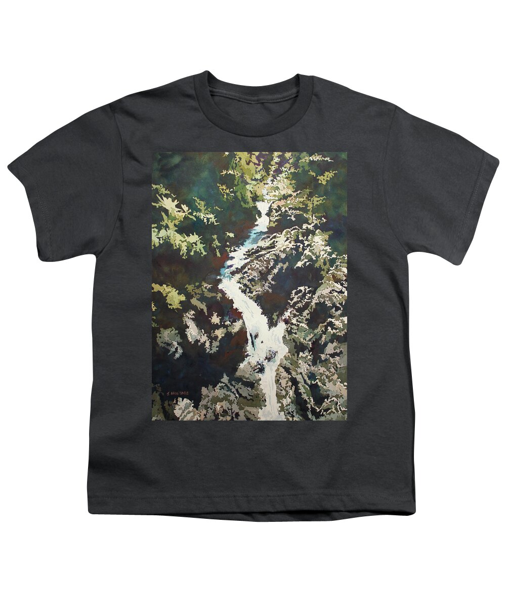 Opal Creek Youth T-Shirt featuring the painting On The Rocks by Jenny Armitage