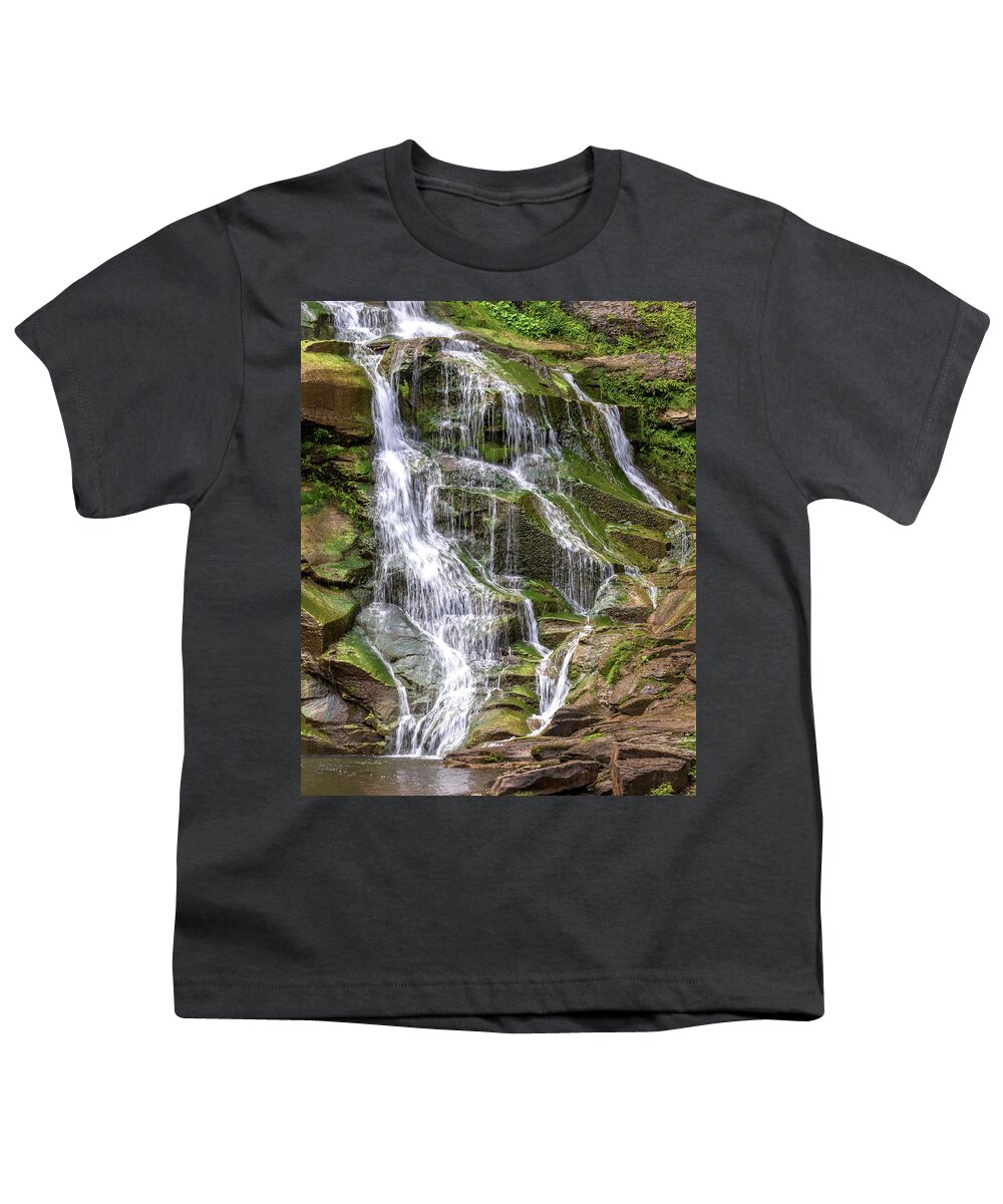 Delphi Falls Up Close Youth T-Shirt featuring the photograph On the Rocks by Rod Best