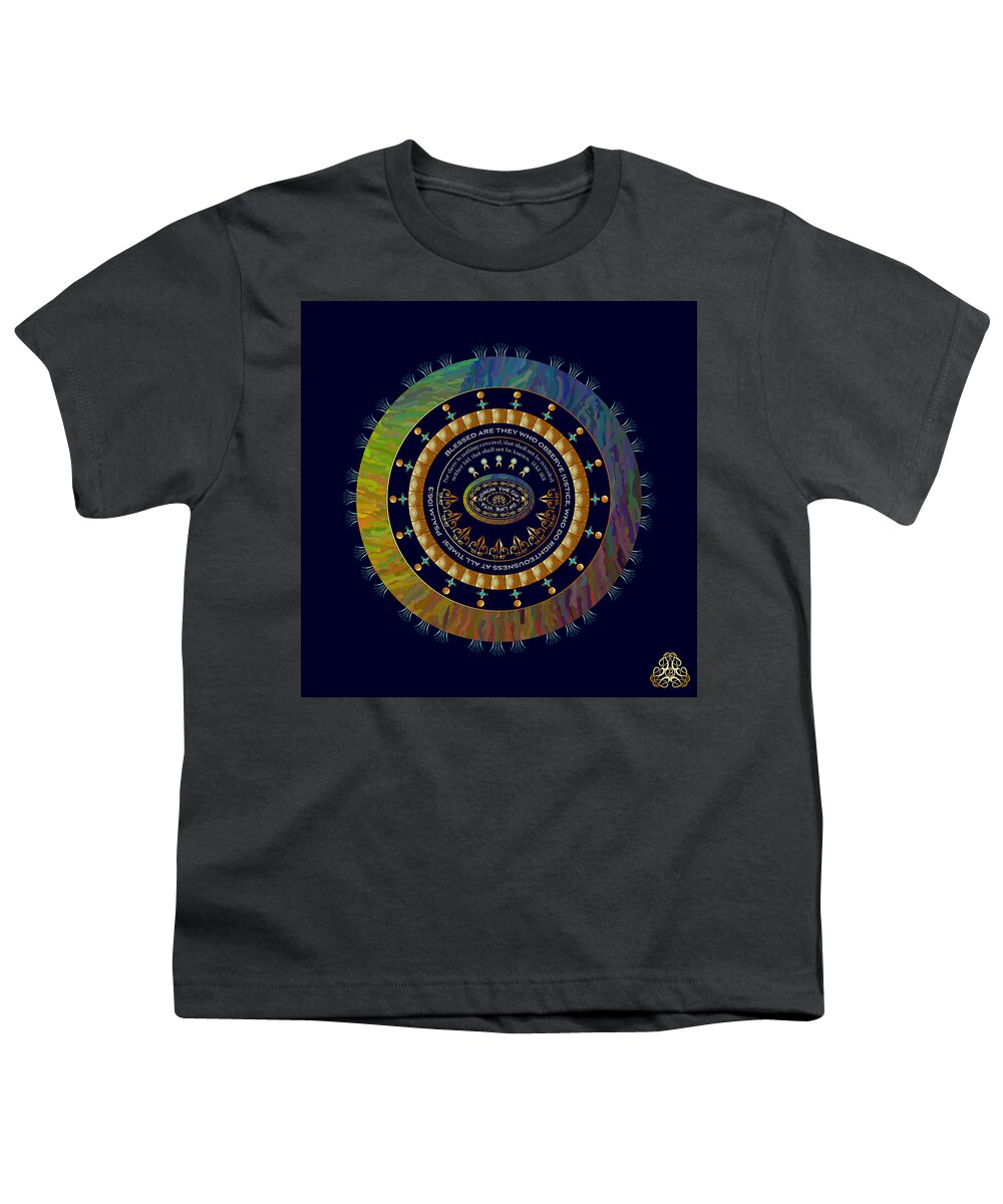 Religious Themed Mandala Youth T-Shirt featuring the digital art Ornativo Vero Circulus No 4297 by Alan Bennington