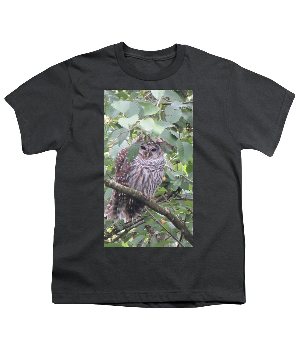 Owl Youth T-Shirt featuring the photograph Our Backyard Owl by Joyce Gebauer