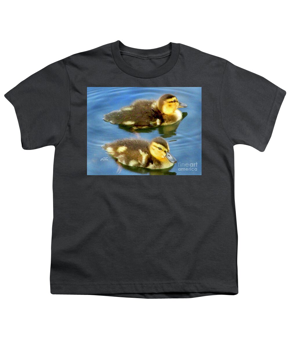 Ducks Youth T-Shirt featuring the photograph Pair of Ducklings by CAC Graphics
