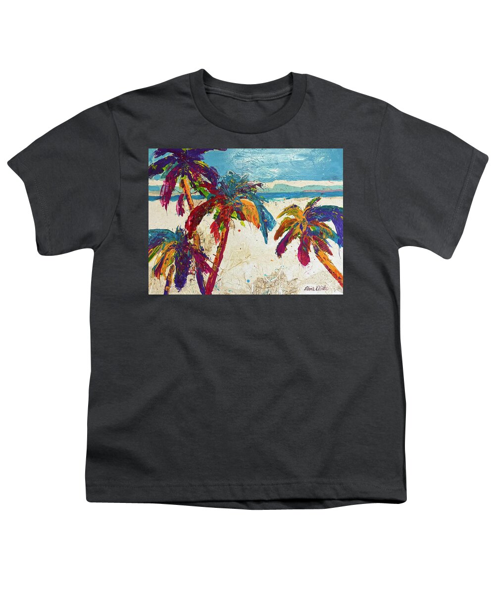 Palm Trees Youth T-Shirt featuring the painting Palmas en La Playa by Elaine Elliott