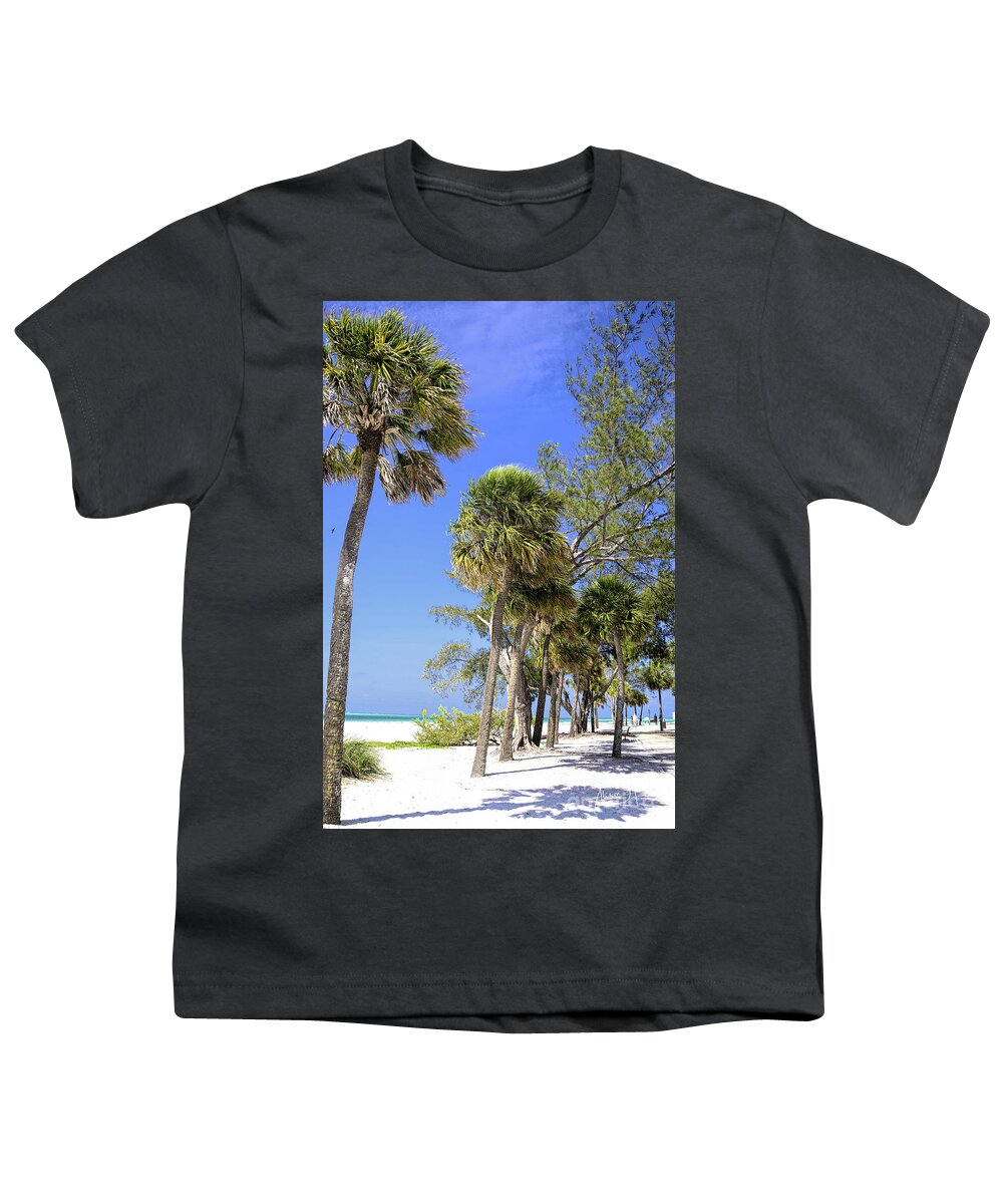 Palm Trees. Beach Youth T-Shirt featuring the digital art Palms Of The Gulf Coast by Alison Belsan Horton