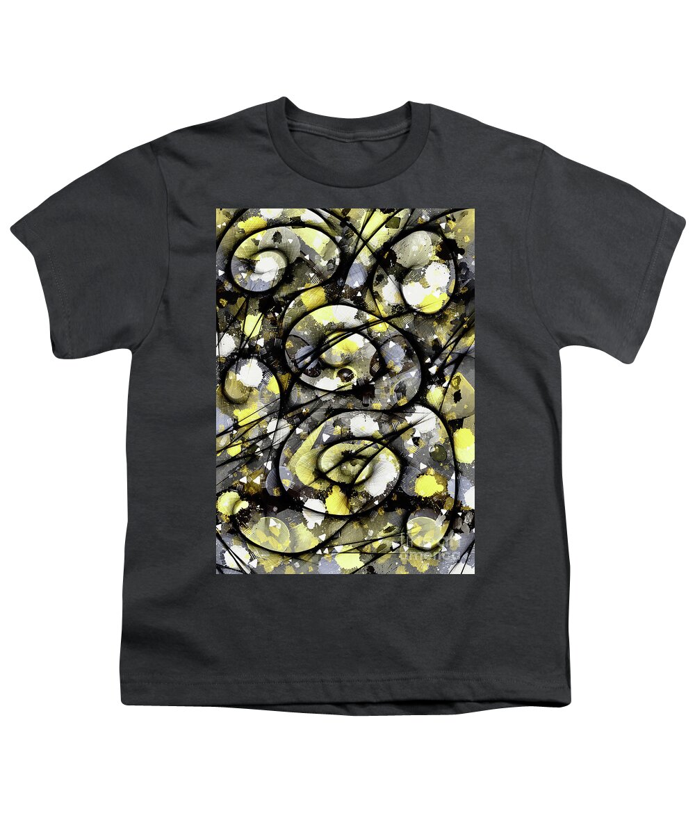 Pandemic Gray And Bright Yellow 2021 Youth T-Shirt featuring the digital art Pandemic Gray and Bright Yellow 2021 by Laurie's Intuitive