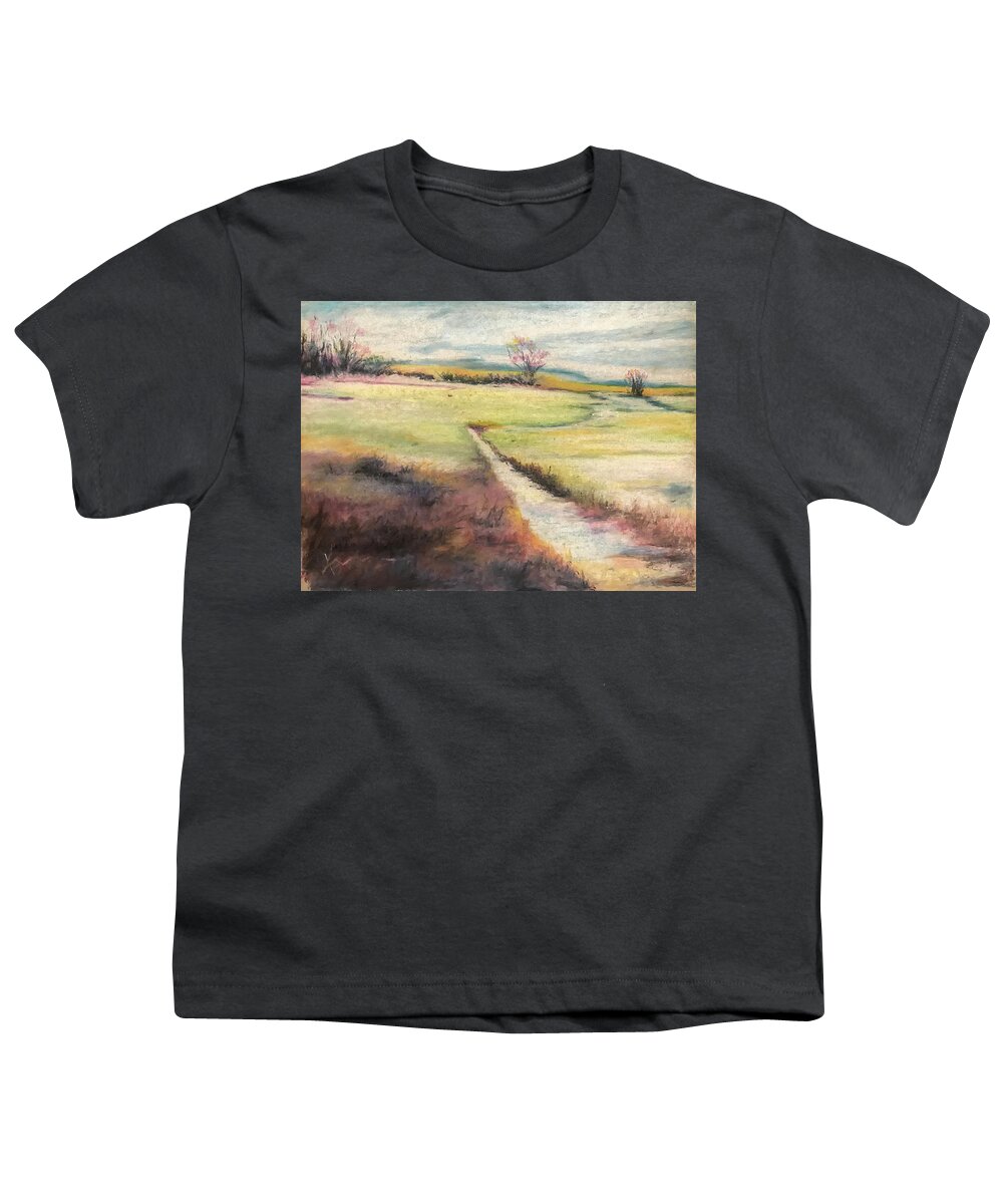 Oil Pastel Youth T-Shirt featuring the painting Peaceful Path by Katrina Nixon
