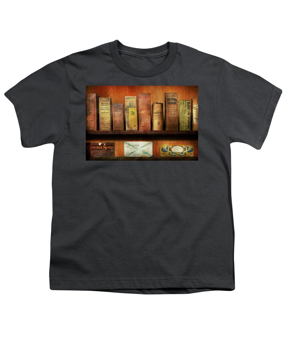 Pharmacist Youth T-Shirt featuring the photograph Pharmacy - Favorite Remedies by Mike Savad