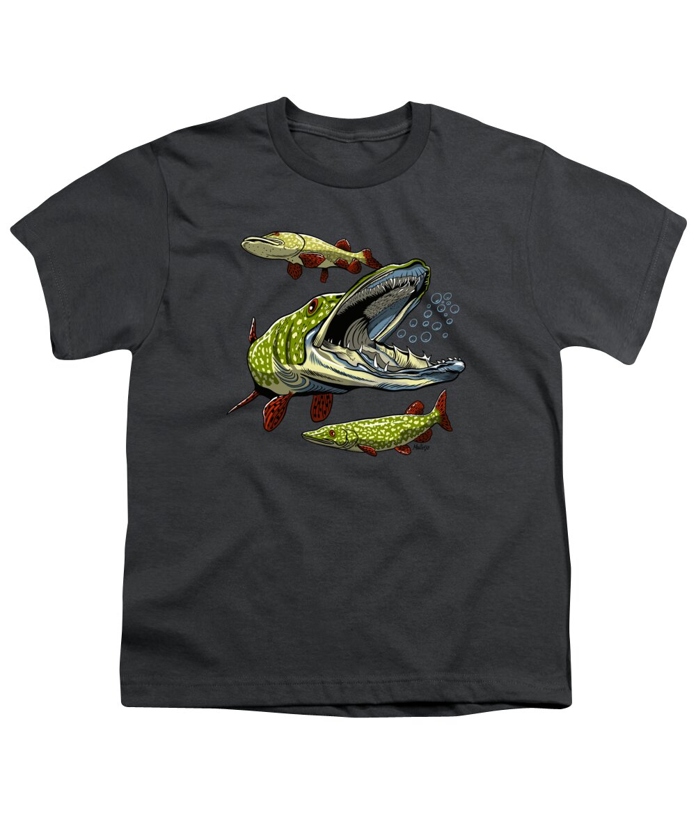 Pike fish. Fishing is a hobby for the whole family. Good fish food, pure  nature camping area. Shop Youth T-Shirt by MoodArt365 - Pixels