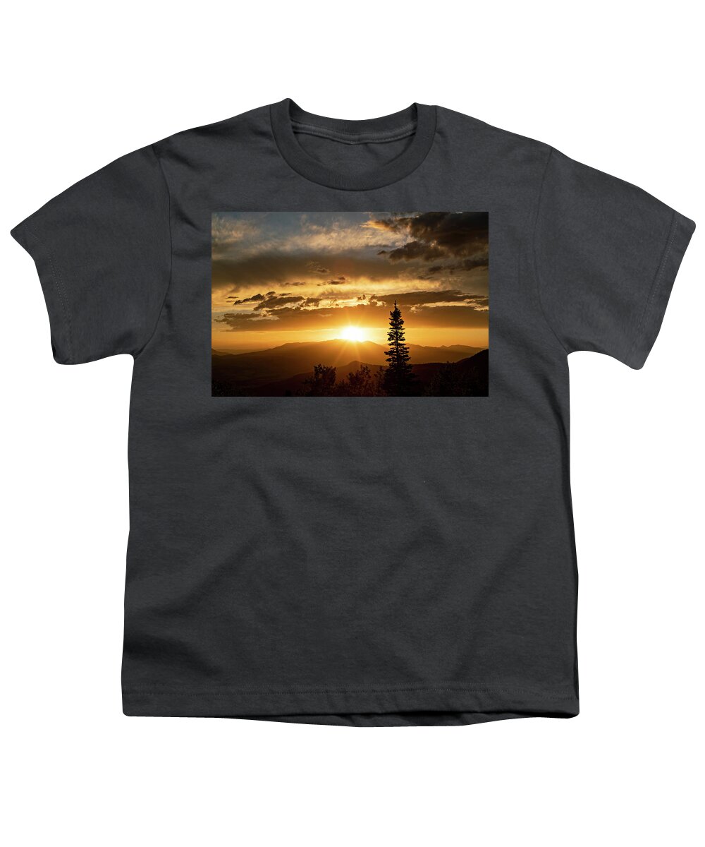 Pine Tree Youth T-Shirt featuring the photograph Pine Tree at Sunset by Wesley Aston