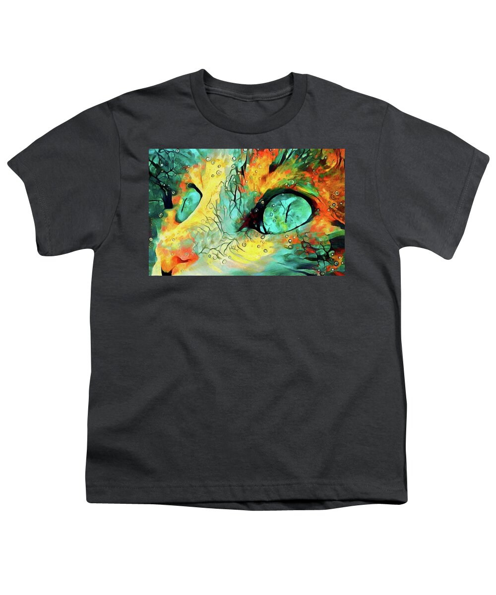 Pouncival Youth T-Shirt featuring the painting Pouncival by Susan Maxwell Schmidt
