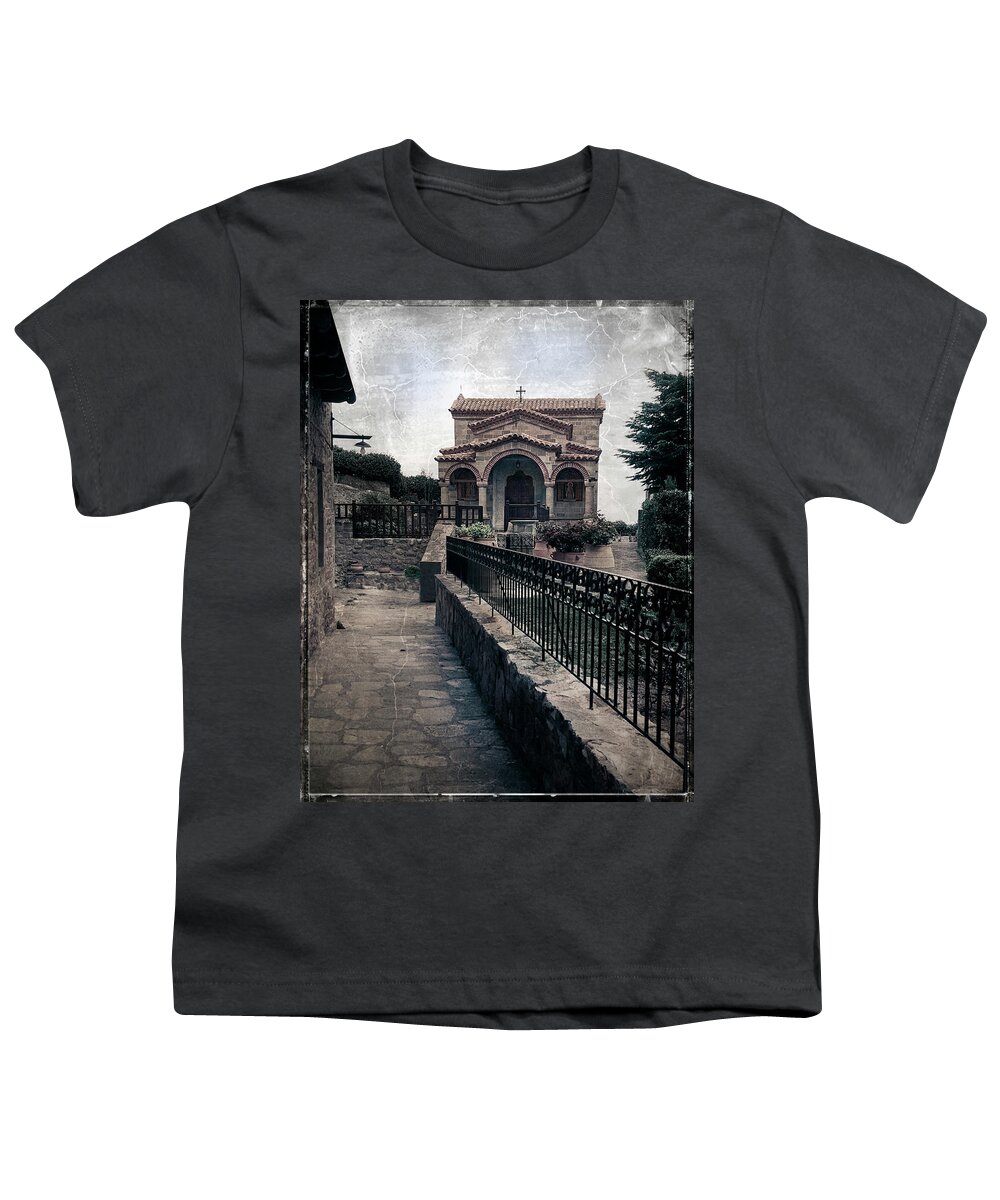 Greece Youth T-Shirt featuring the photograph Prayerful Walk to the Chapel by M Kathleen Warren