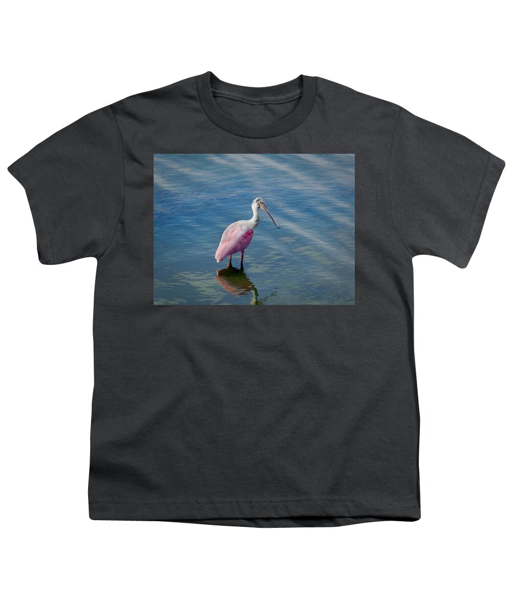 Spoonbill Youth T-Shirt featuring the photograph Pretty in Pink by Laura Putman