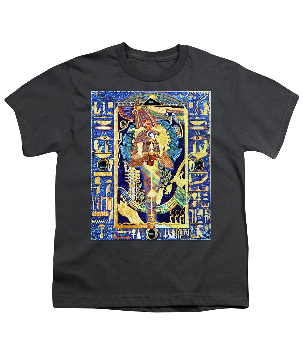 Ptah Youth T-Shirt featuring the mixed media Ptah-Sokar-Ausir Lord of the Secret Shrine by Ptahmassu Nofra-Uaa