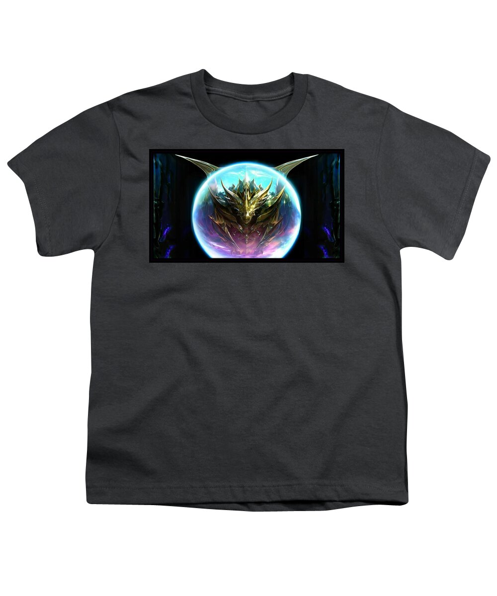 Dragon Youth T-Shirt featuring the digital art Pure Golden Dragon by Shawn Dall