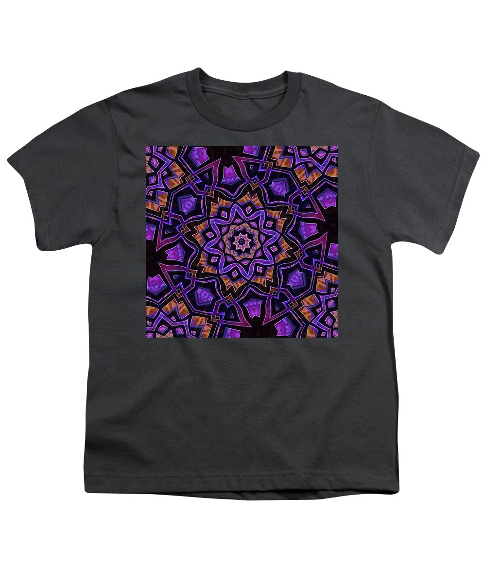 Mandala Youth T-Shirt featuring the digital art Purple Canon #2 by Dave Turner
