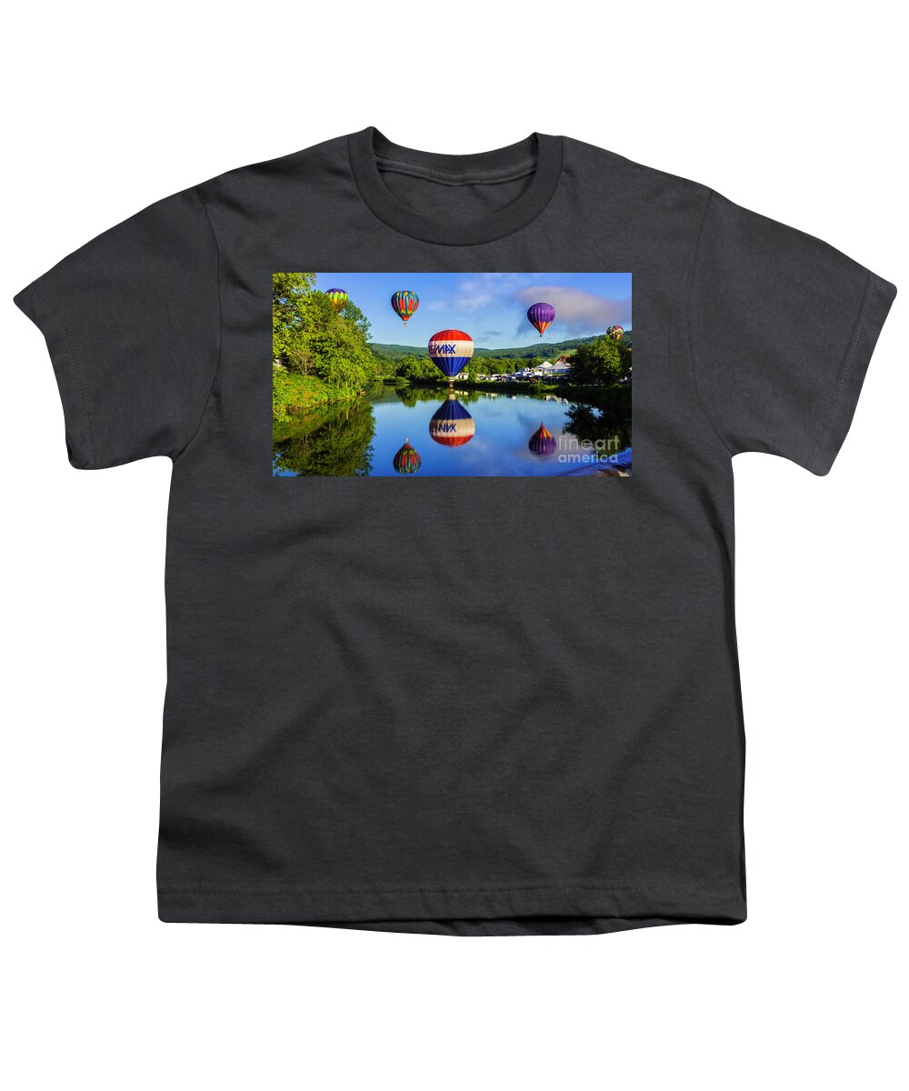 Vermont Youth T-Shirt featuring the photograph Quechee Baloon Festival by Scenic Vermont Photography