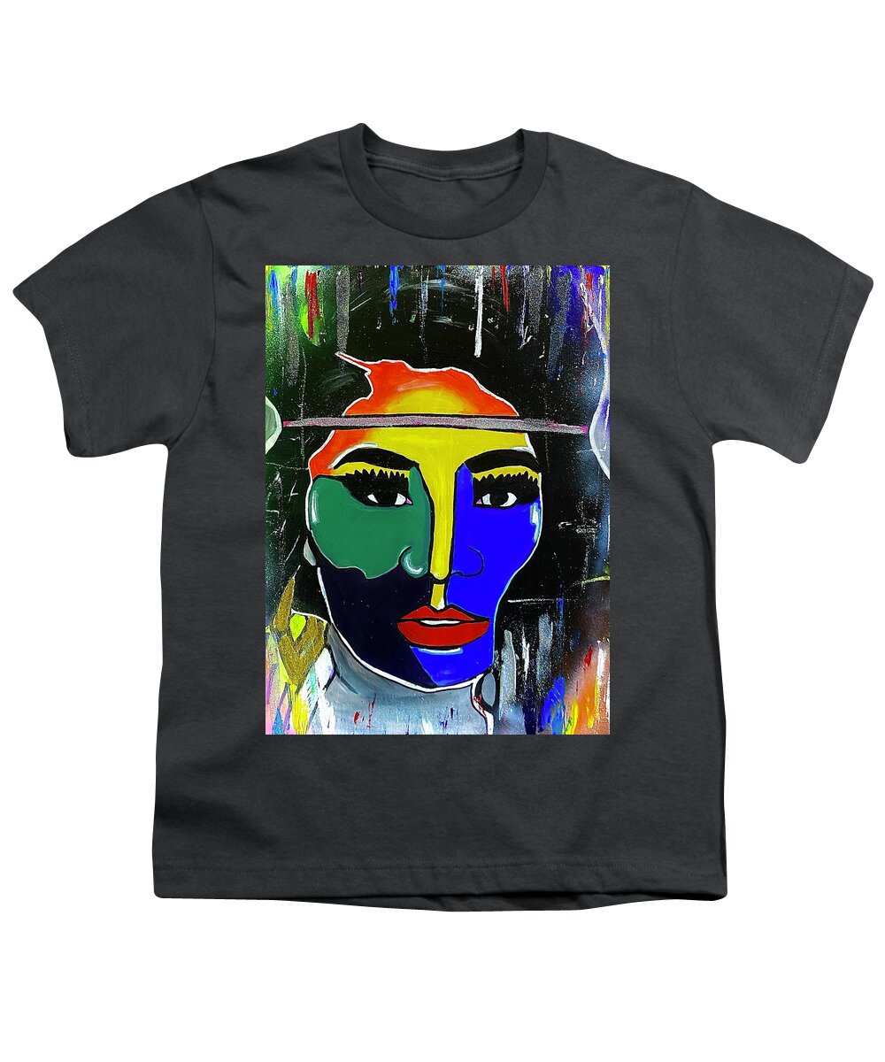  Youth T-Shirt featuring the painting Queen of Color by Shemika Bussey