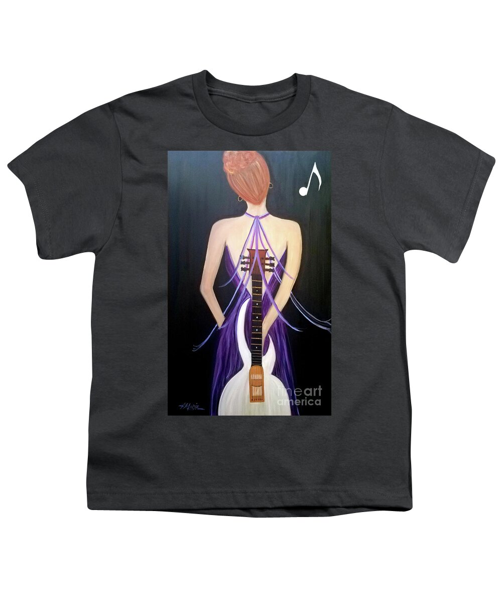 Guitar Youth T-Shirt featuring the painting Quiet Before The Storm by Artist Linda Marie