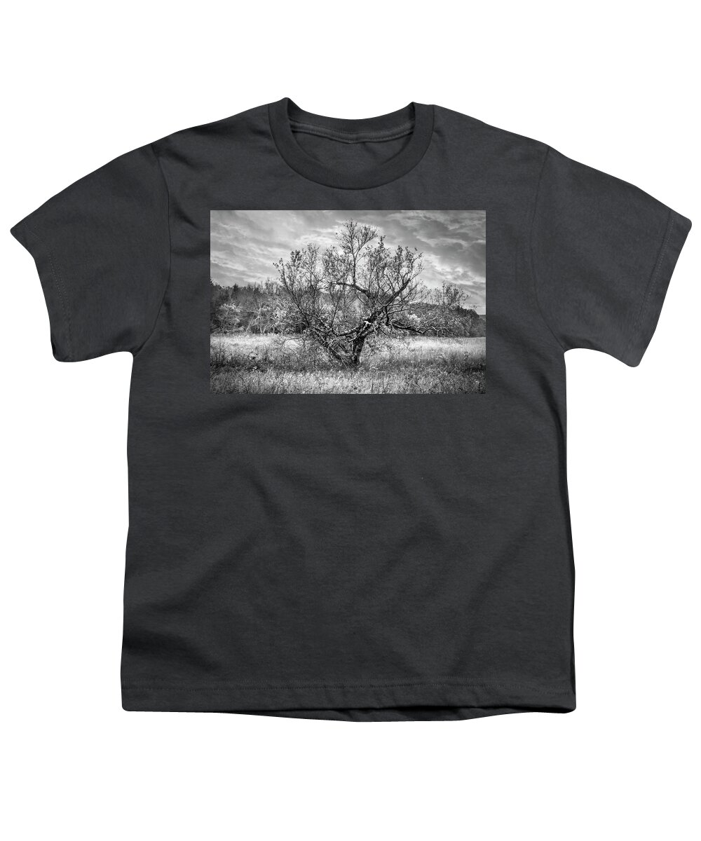 Cades Youth T-Shirt featuring the photograph Reaching out for Sunrise in Black and White by Debra and Dave Vanderlaan