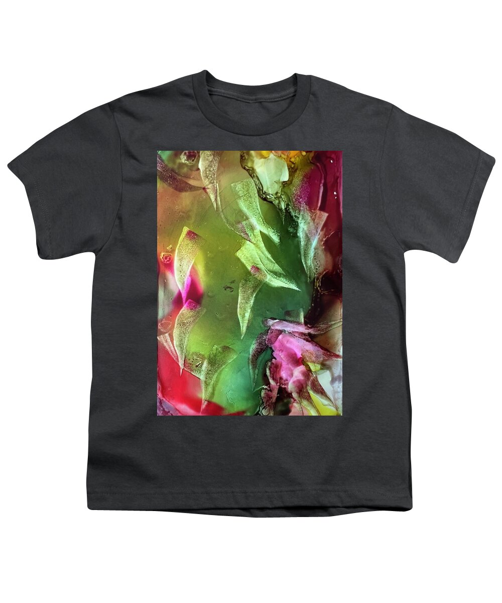 Alcohol Ink Youth T-Shirt featuring the painting Ready to Bloom by Tommy McDonell