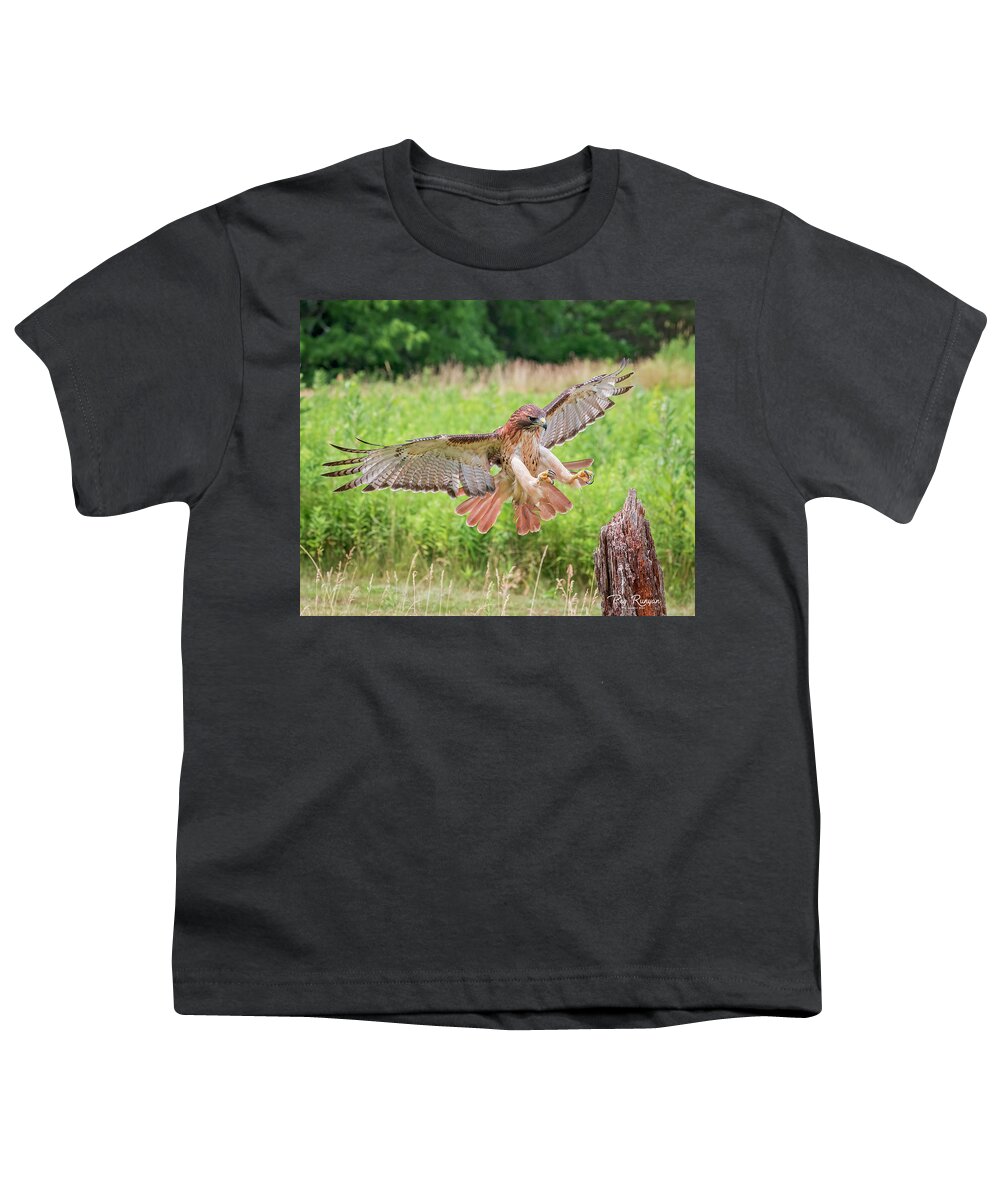Hawk Youth T-Shirt featuring the photograph Red Tail by Peg Runyan
