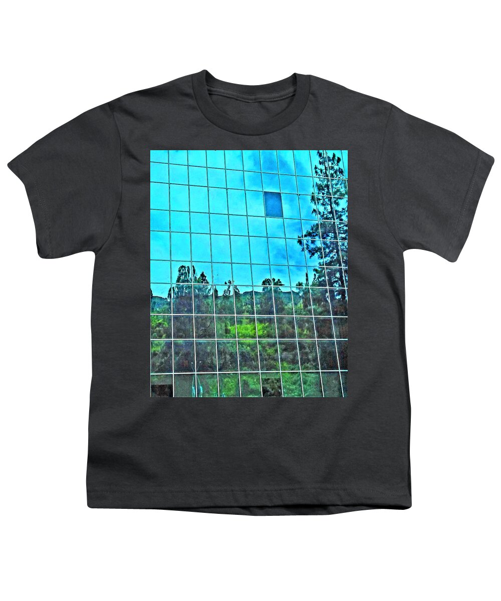 Landscaping Youth T-Shirt featuring the photograph Reflecting On A Building by Andrew Lawrence