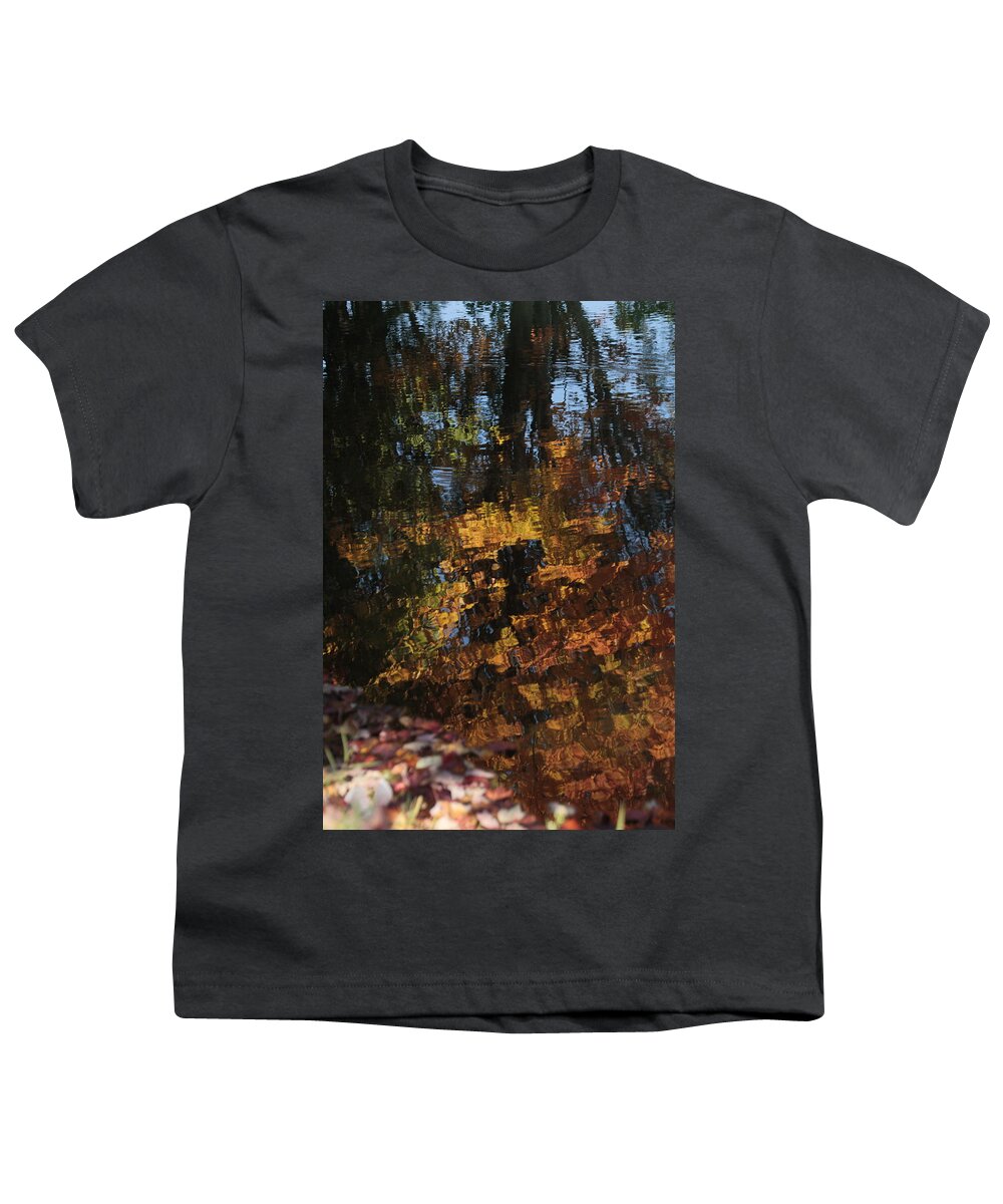 Reflection Youth T-Shirt featuring the photograph Reflection of Autumn Trees in Water by Valerie Collins