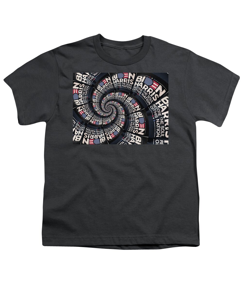 Biden Youth T-Shirt featuring the mixed media Restore the Soul of this Nation by Eileen Backman
