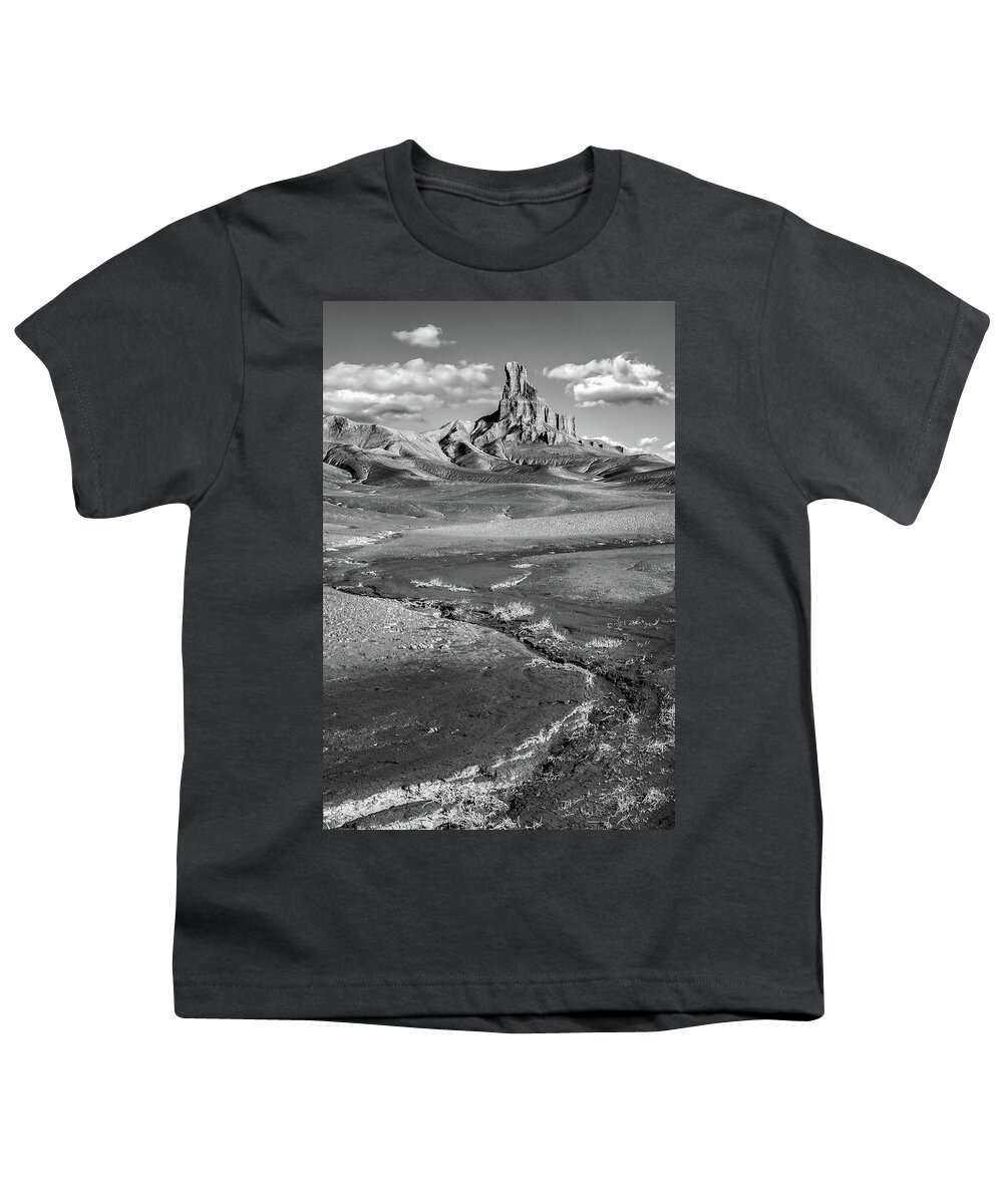 Utah Youth T-Shirt featuring the photograph Rock spire rising above the desert floor by Robert Miller