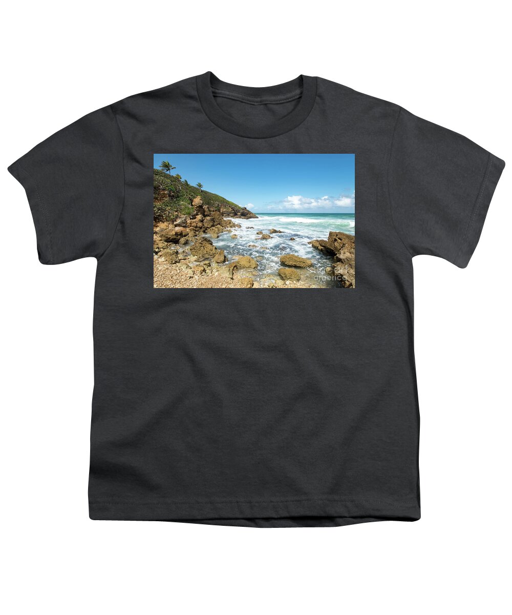 Playa Del Dorado Youth T-Shirt featuring the photograph Rocky Coast, Playa Del Dorado, Puerto Rico by Beachtown Views