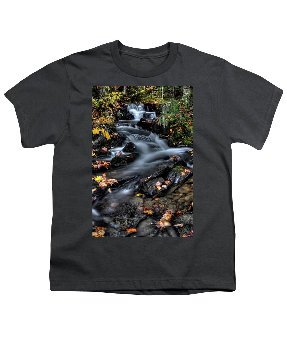 Round Youth T-Shirt featuring the photograph Round Pond Brook Cascade by White Mountain Images
