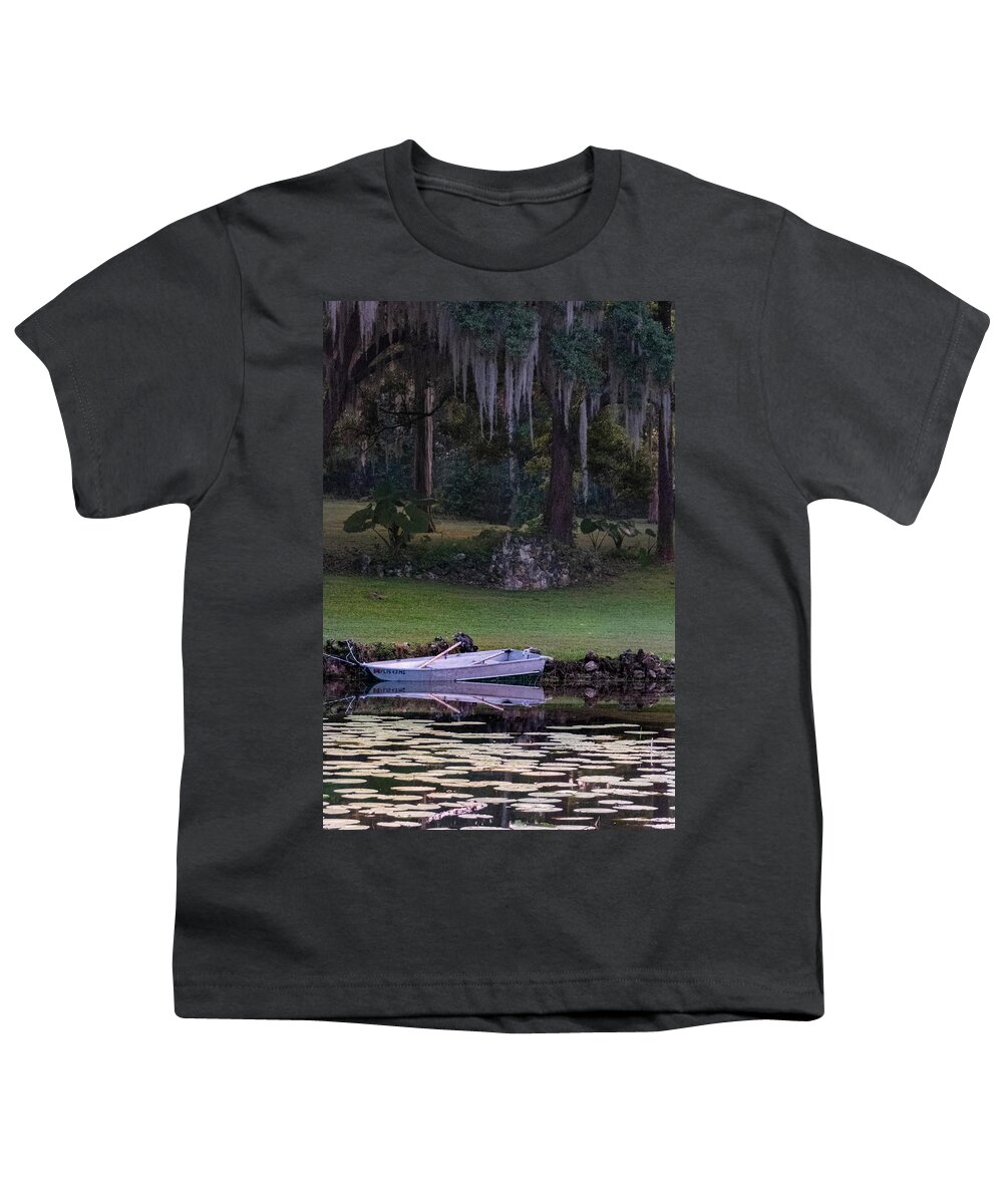 Boat Youth T-Shirt featuring the photograph Rowboat in pond by Phil And Karen Rispin