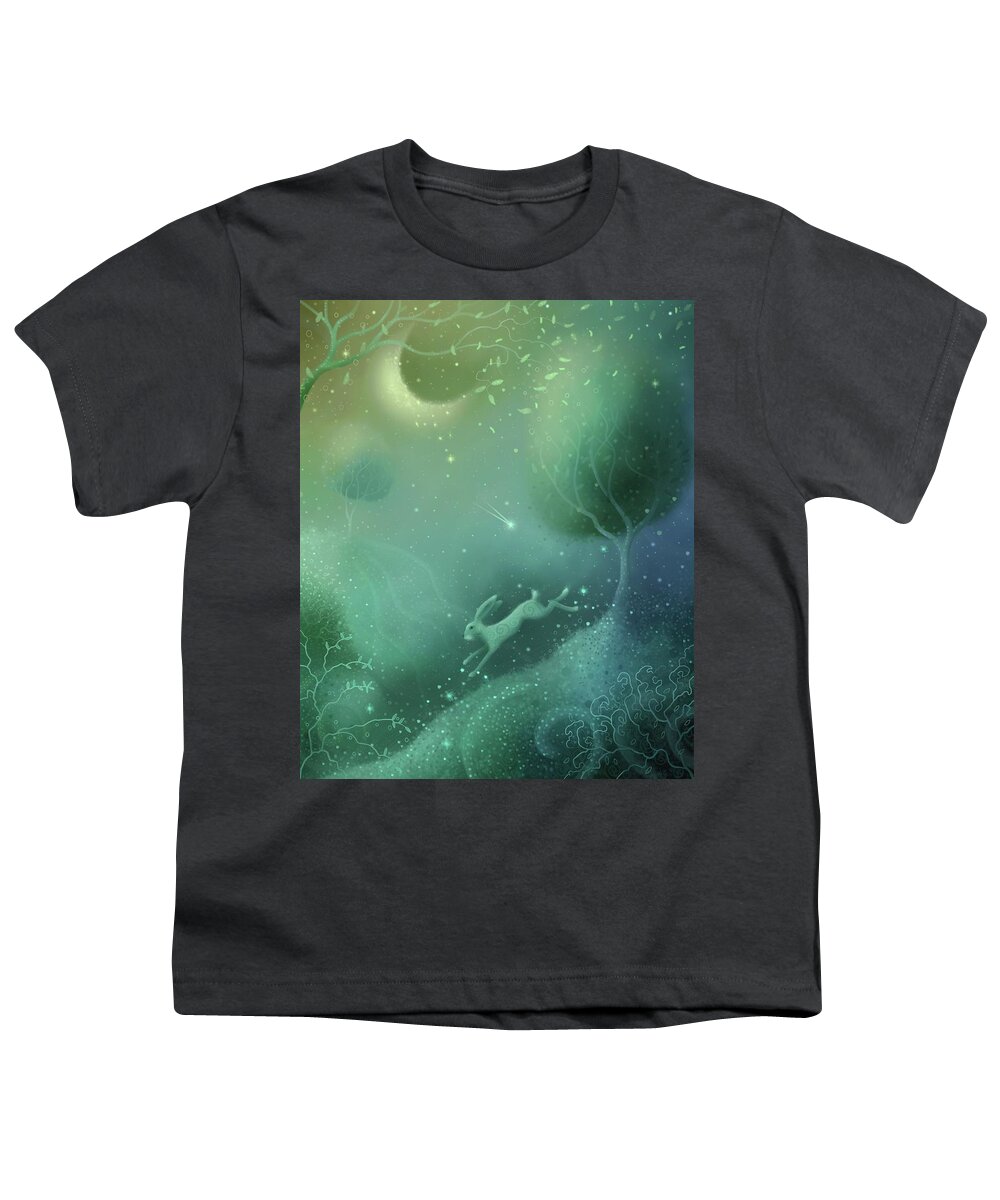 Solstice Youth T-Shirt featuring the painting Running Moon by Joe Gilronan