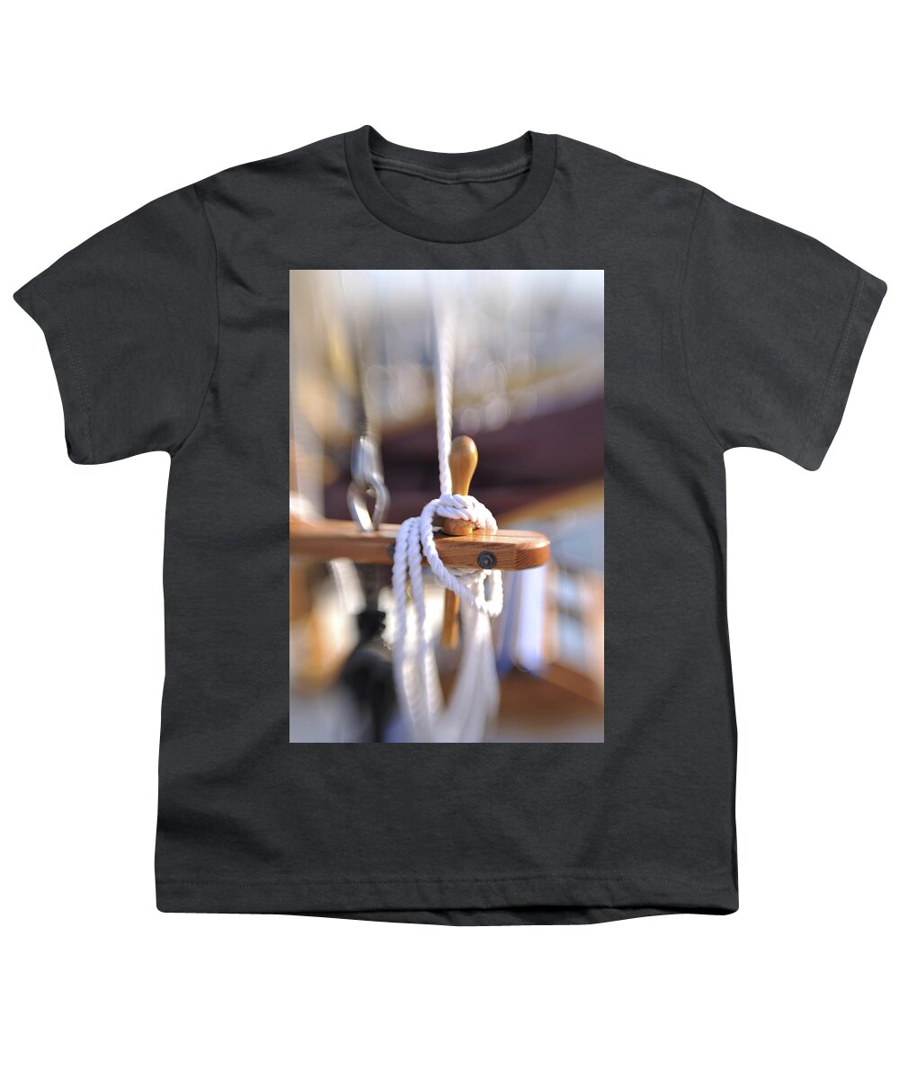 America Youth T-Shirt featuring the photograph Sailboat Rigging Rockland ME by Marianne Campolongo