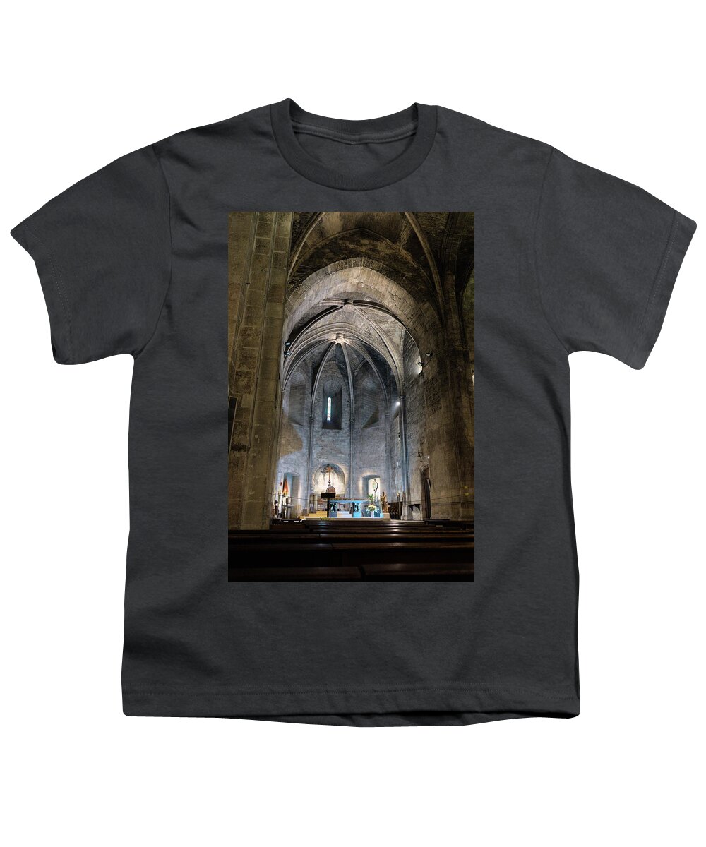 Saint Victor Youth T-Shirt featuring the photograph Saint Victor Medieval Abbey interior in Marseille by Angelo DeVal