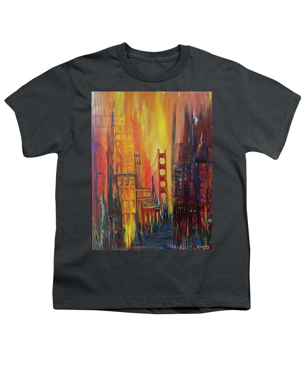 City Youth T-Shirt featuring the painting San Francisco Abstraction by Barbara Landry