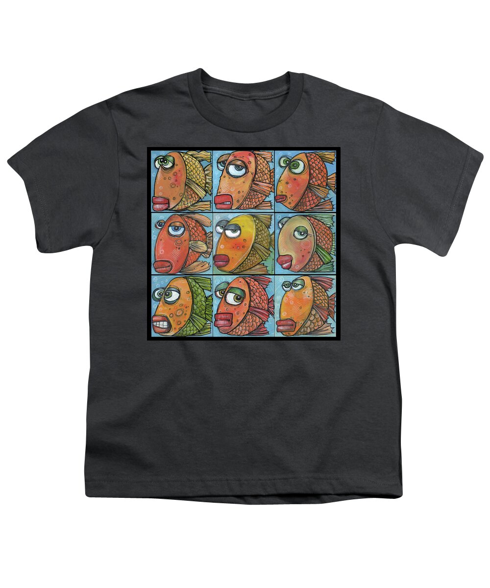 Fish Youth T-Shirt featuring the painting School of Nine Fish by Tim Nyberg