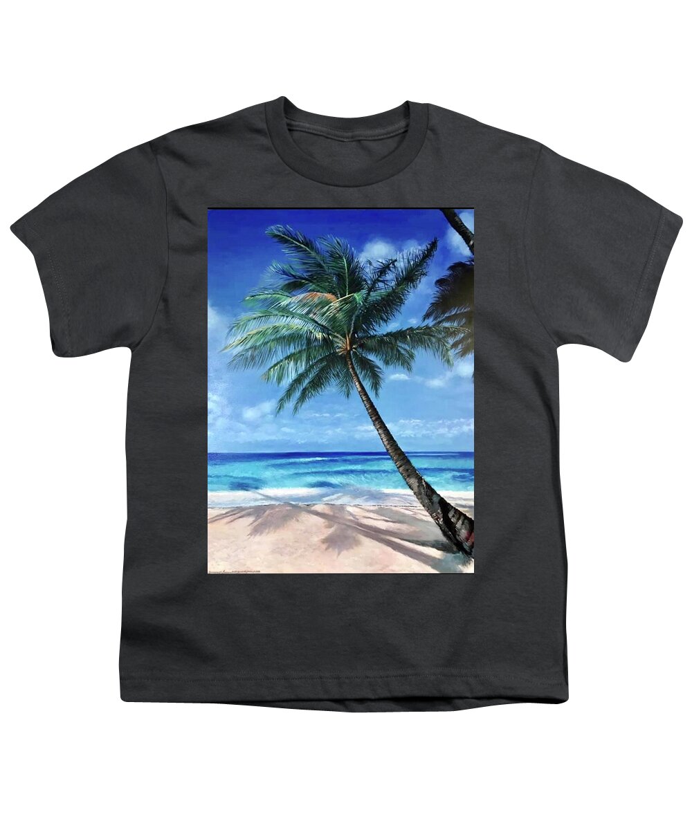 Seascape Youth T-Shirt featuring the painting Serenity by Rosencruz Sumera