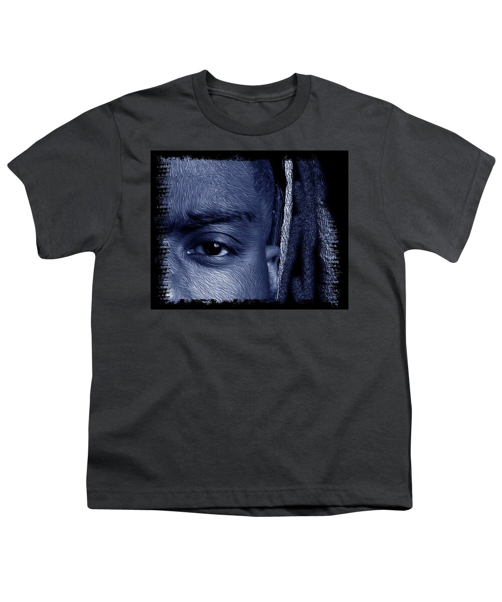 Shades Collection 2 Youth T-Shirt featuring the digital art Shades of Black 4 by Aldane Wynter