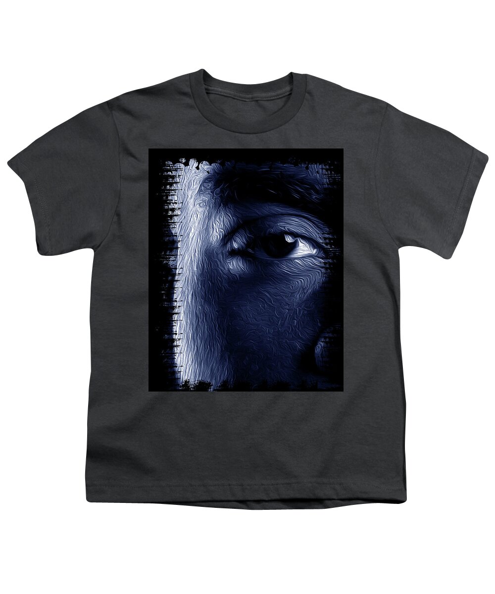 Shades Collection 2 Youth T-Shirt featuring the digital art Shades of Black 5 by Aldane Wynter
