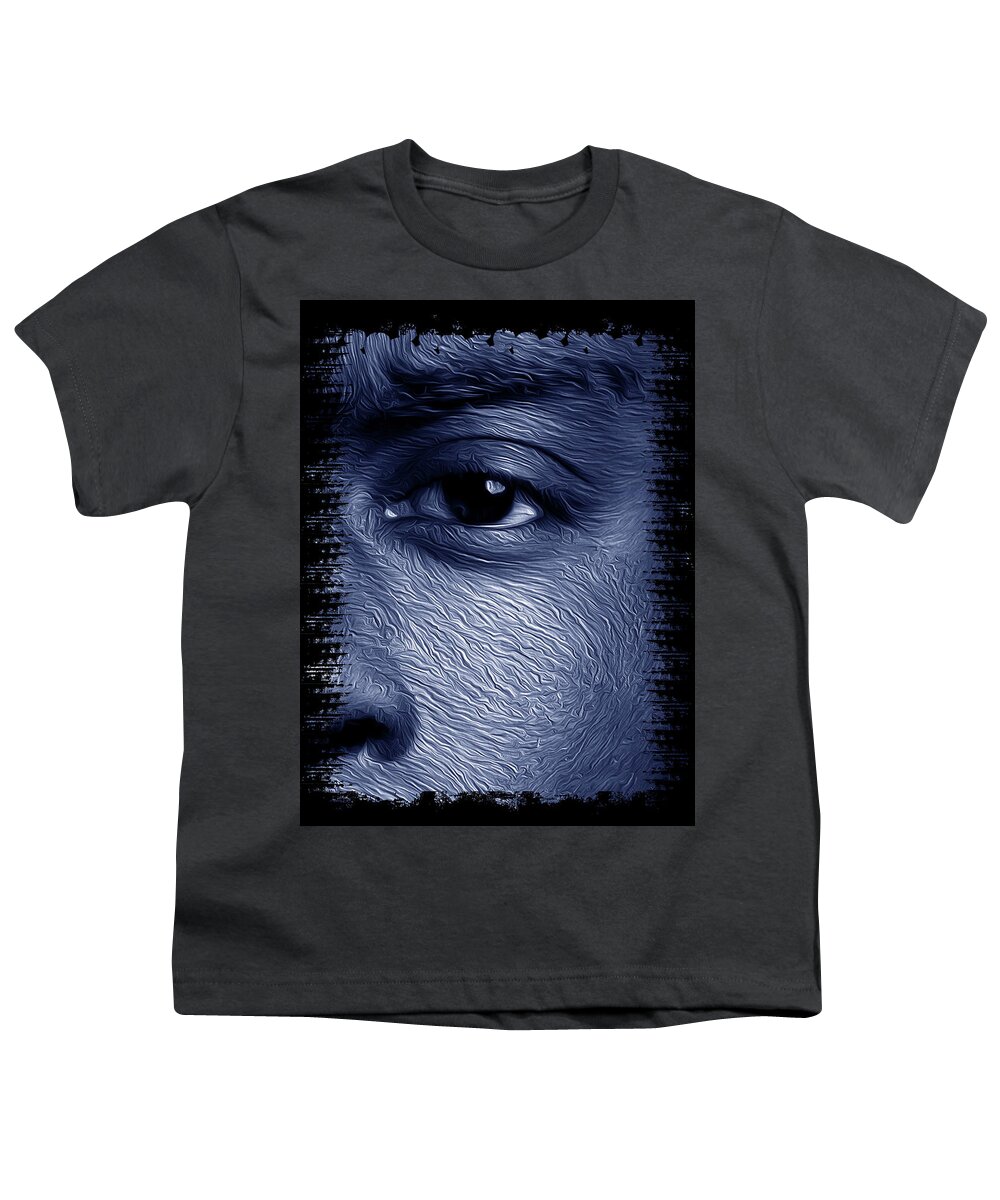 Shades Collection 2 Youth T-Shirt featuring the digital art Shades of Black 6 by Aldane Wynter