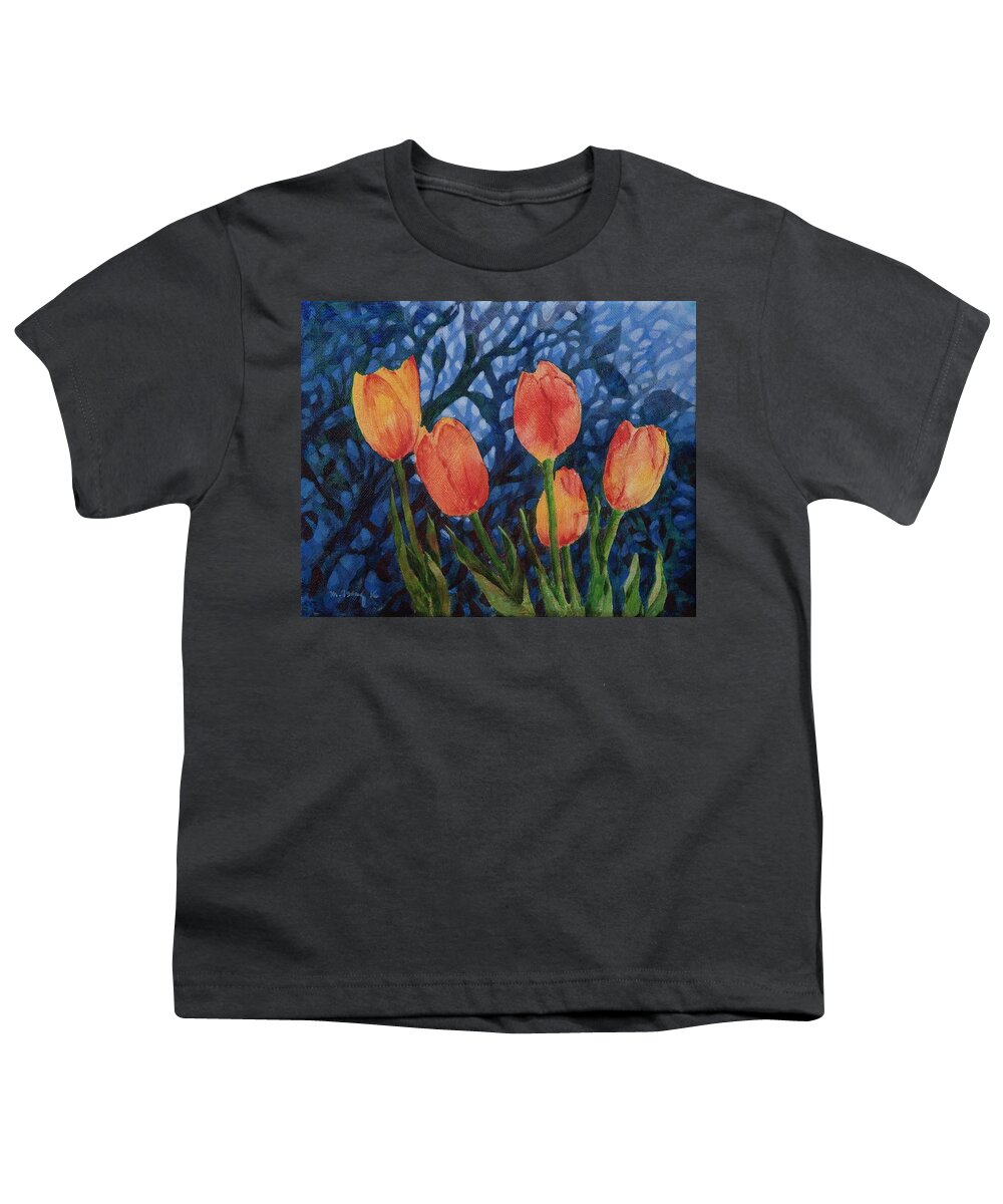 Tulips Youth T-Shirt featuring the painting Shimmering Light by Milly Tseng