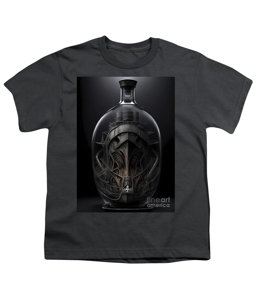 Ai Art Youth T-Shirt featuring the digital art Ship In A Bottle by Michelle Meenawong