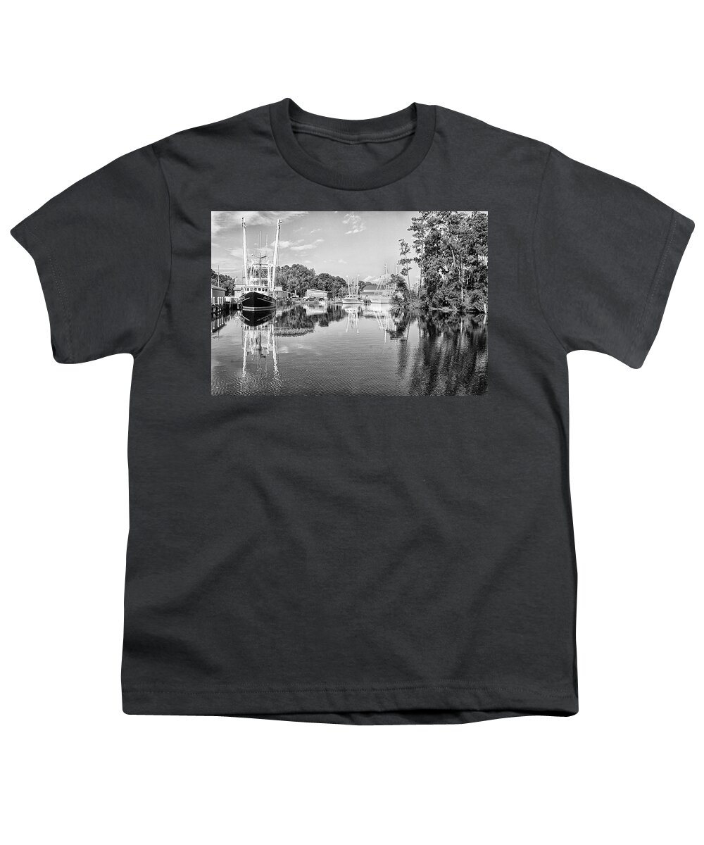 Trawler Youth T-Shirt featuring the photograph Shrimp Boats in Safe Harbor - Bayboro North Carolina by Bob Decker