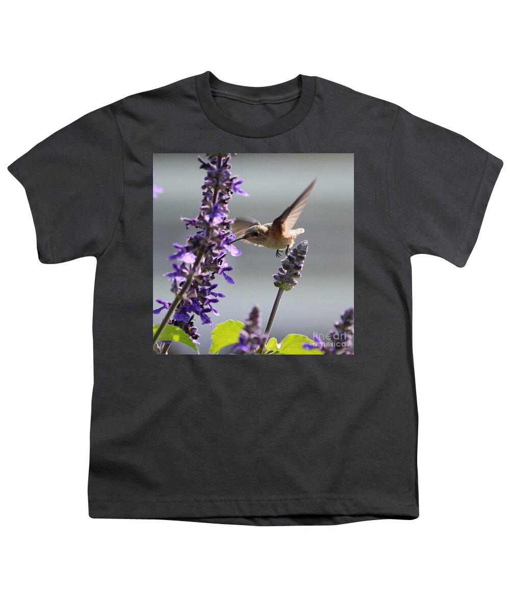 Hummingbird Youth T-Shirt featuring the photograph Side Sipping Hummingbird Square by Carol Groenen