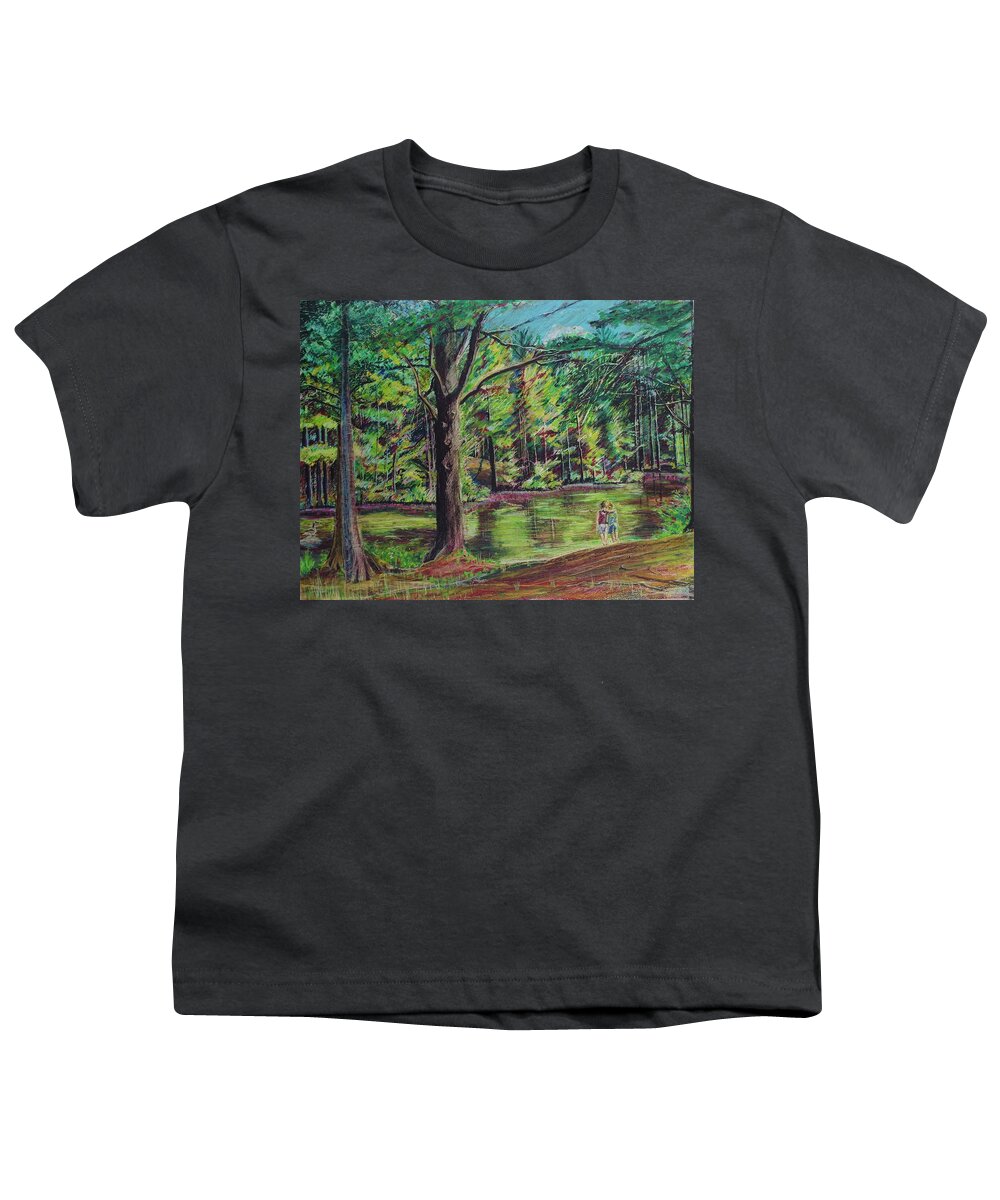 Realism Youth T-Shirt featuring the pastel Sisters At Wason Pond by Sean Connolly