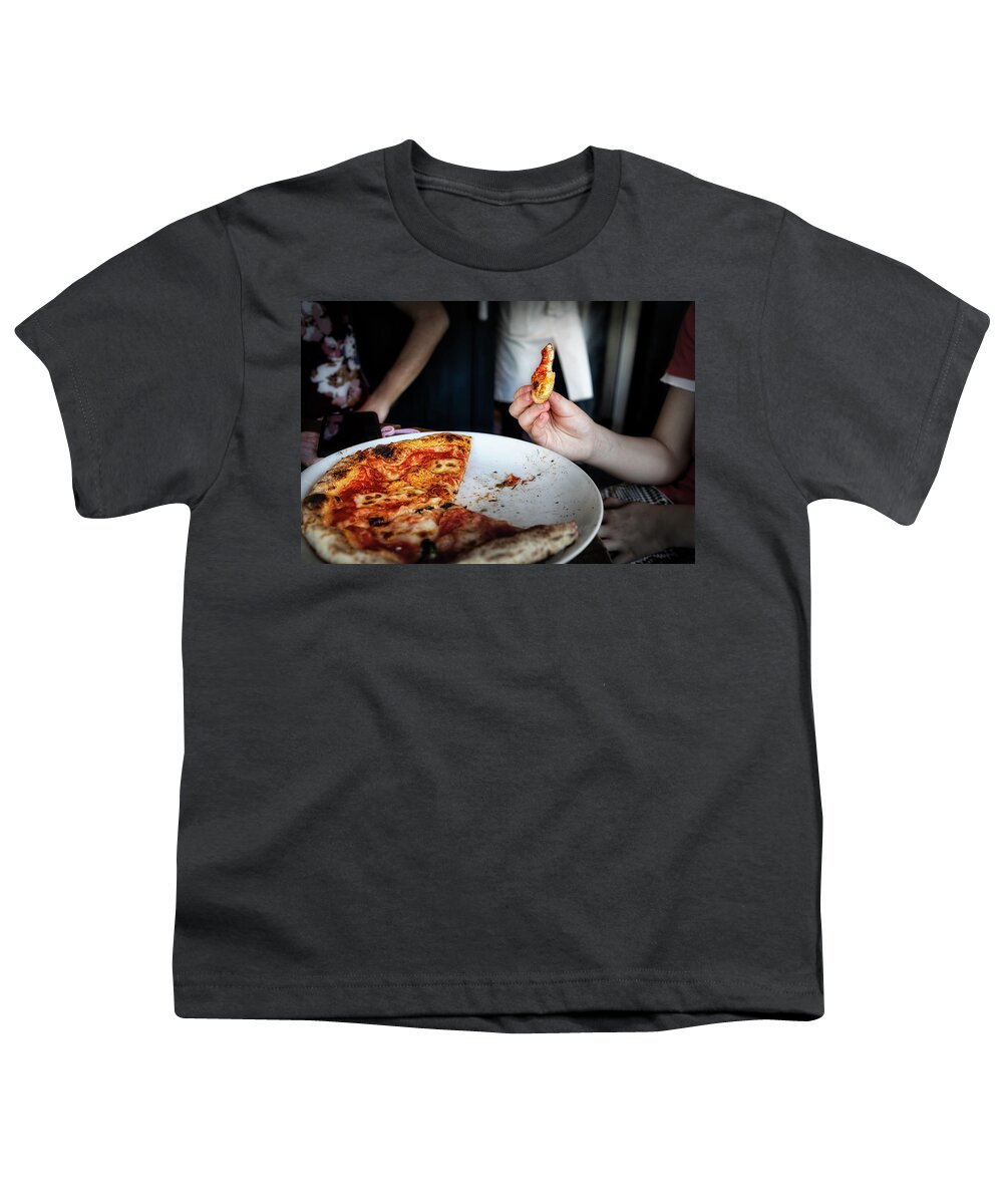 Bistro Youth T-Shirt featuring the photograph Slice in Hand by Bill Chizek