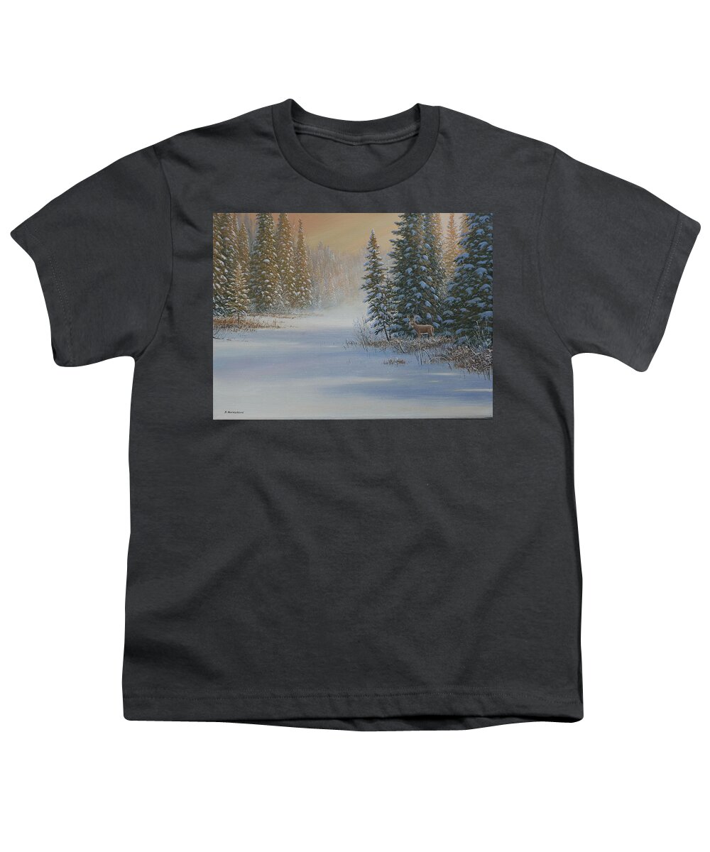 Jake Vandenbrink Youth T-Shirt featuring the painting Snow Wonder by Jake Vandenbrink