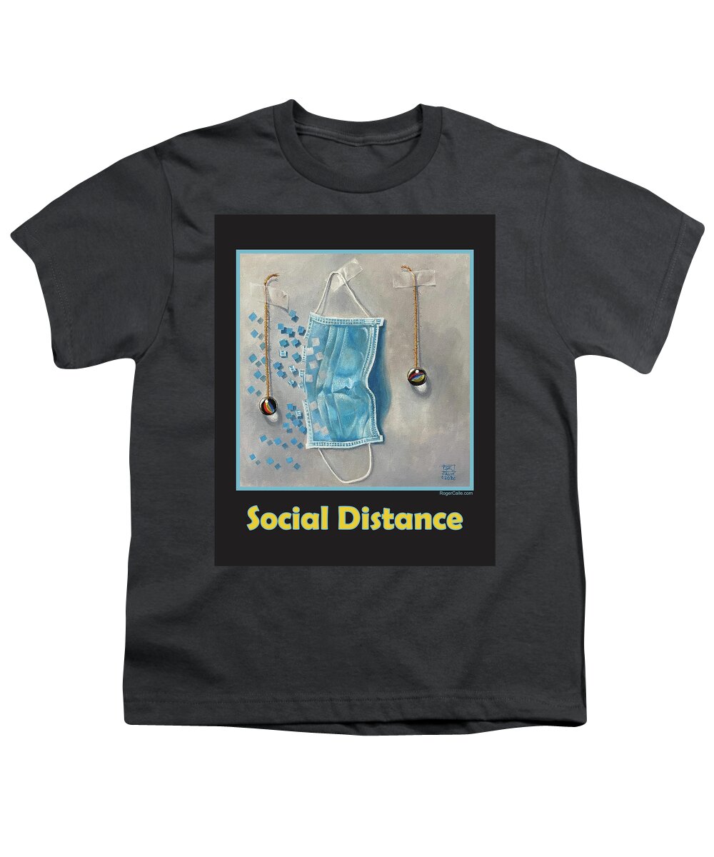 Social Distancing Youth T-Shirt featuring the painting Social Distance poster by Roger Calle